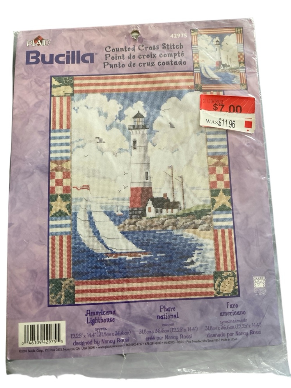 Bucilla Americana Lighthouse Cross Stitch Kit bu Nancy Rossi